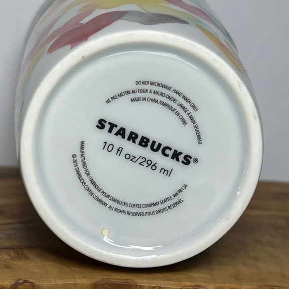 2015 Starbucks Watercolor Hearts Ceramic Travel Tumbler 10 oz Mug Cup with Lid - Picture 9 of 13